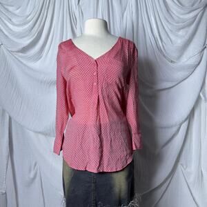 Vintage Styled Cottage Red Polka Dot Blouse Women's Top (M)